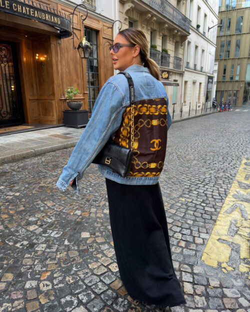 Luxury vintage silk scarf Vintage Levi’s jacket