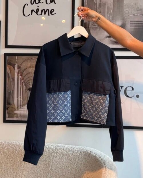 Blue Cropped bomber jacket