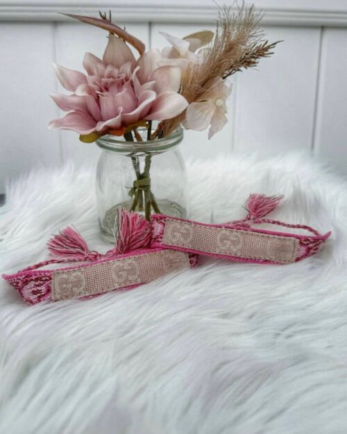 Adjustable bracelet canvas pink