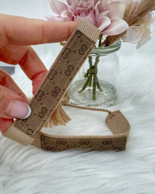 Adjustable bracelet beige canvas