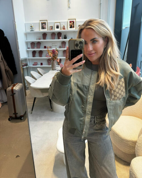 Reworked army green bomber jacket
