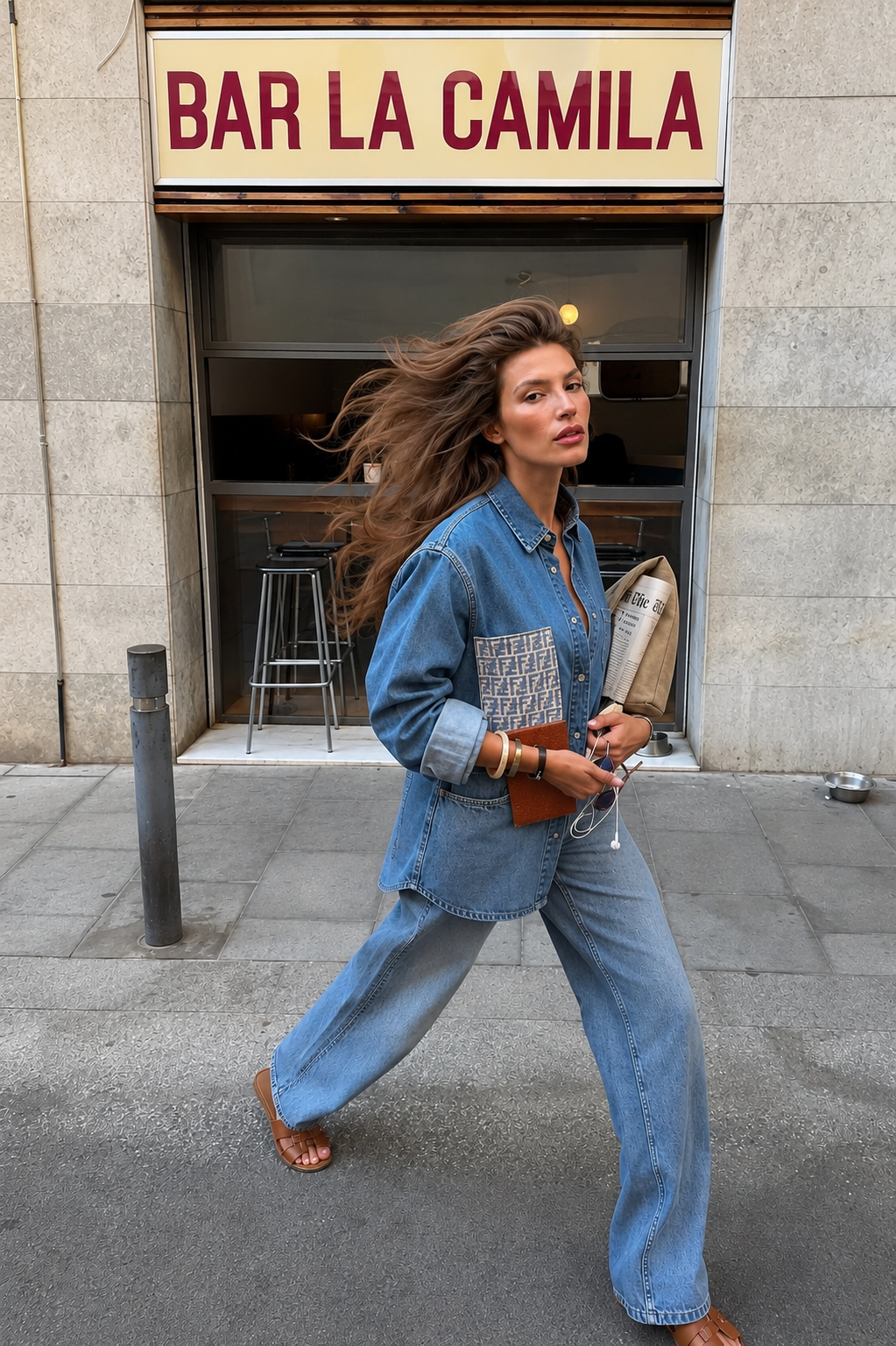 Oversized Denim blouse with pocket, select the brand - Image 2