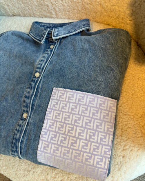 Oversized Denim blouse with pocket, select the brand