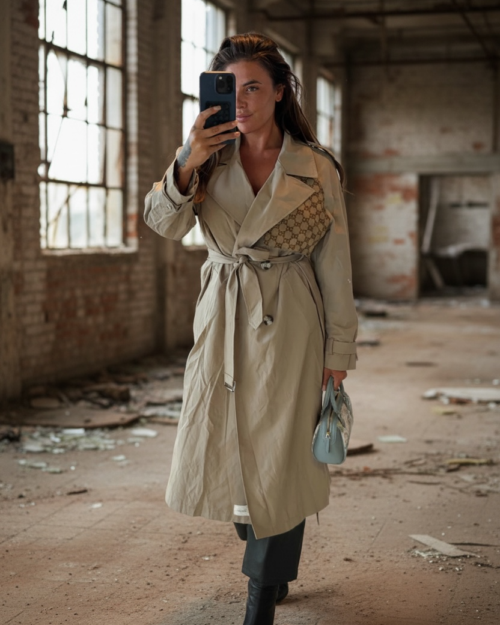 Unisex Trench coat front side, choose your fabric