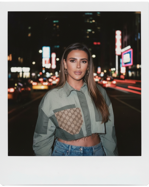 Reworked army green crop blouse