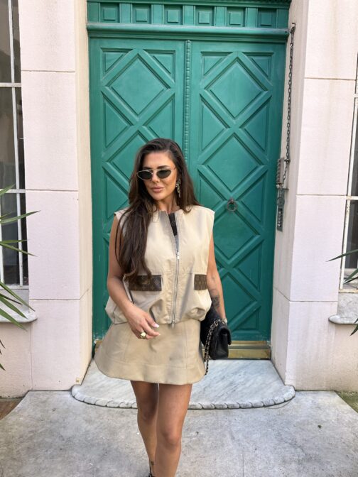 The Iconic oversized beige panel vest - Image 6