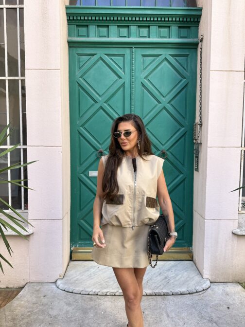 The Iconic oversized beige panel vest - Image 9