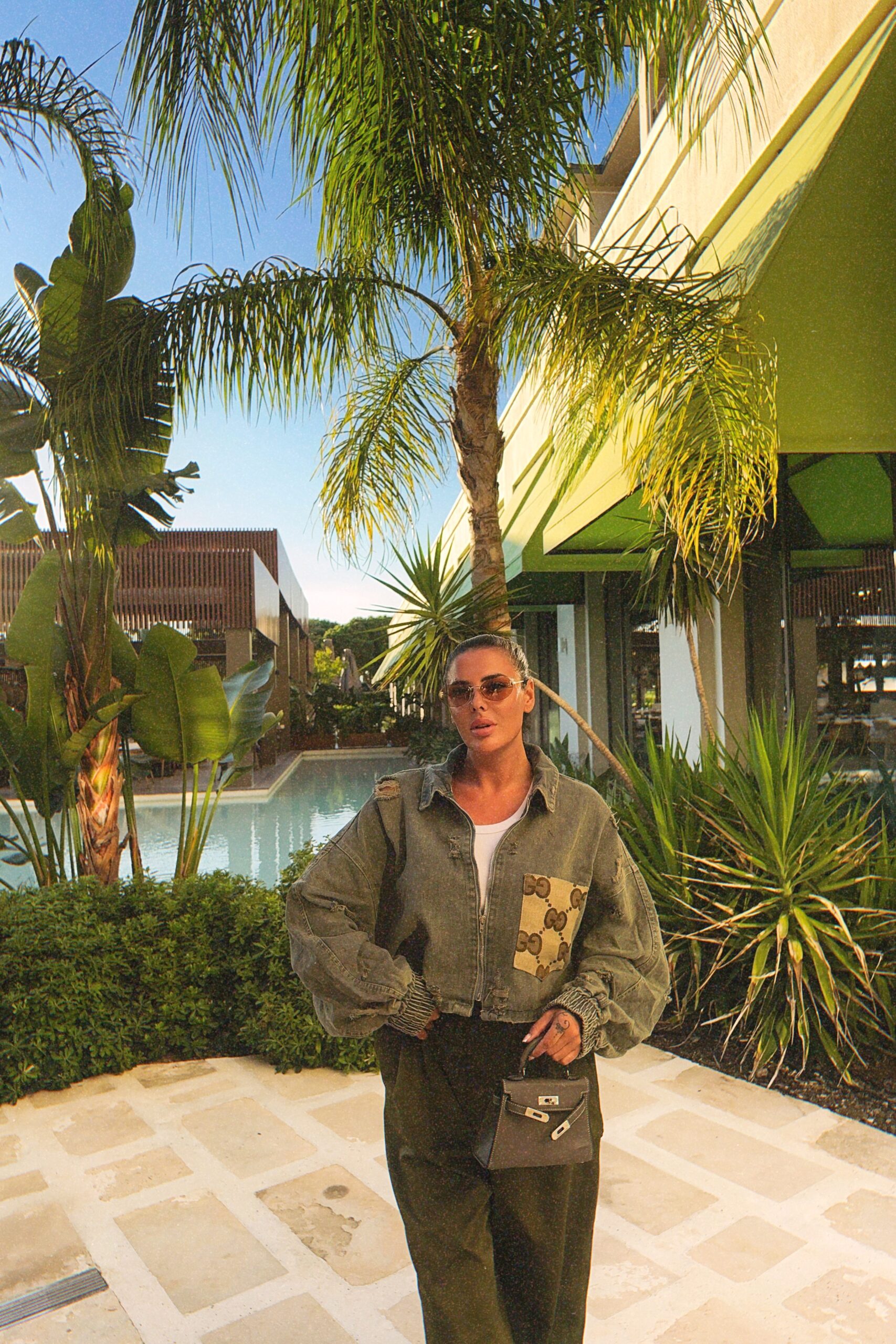 Oversized ripped denim bomber jacket, select the fabric - Image 5