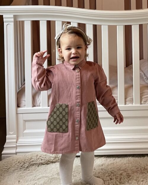 Kids Denim Dress Pink