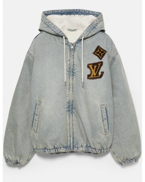 Denim Teddy Bomber – custom logo edition (Unisex)