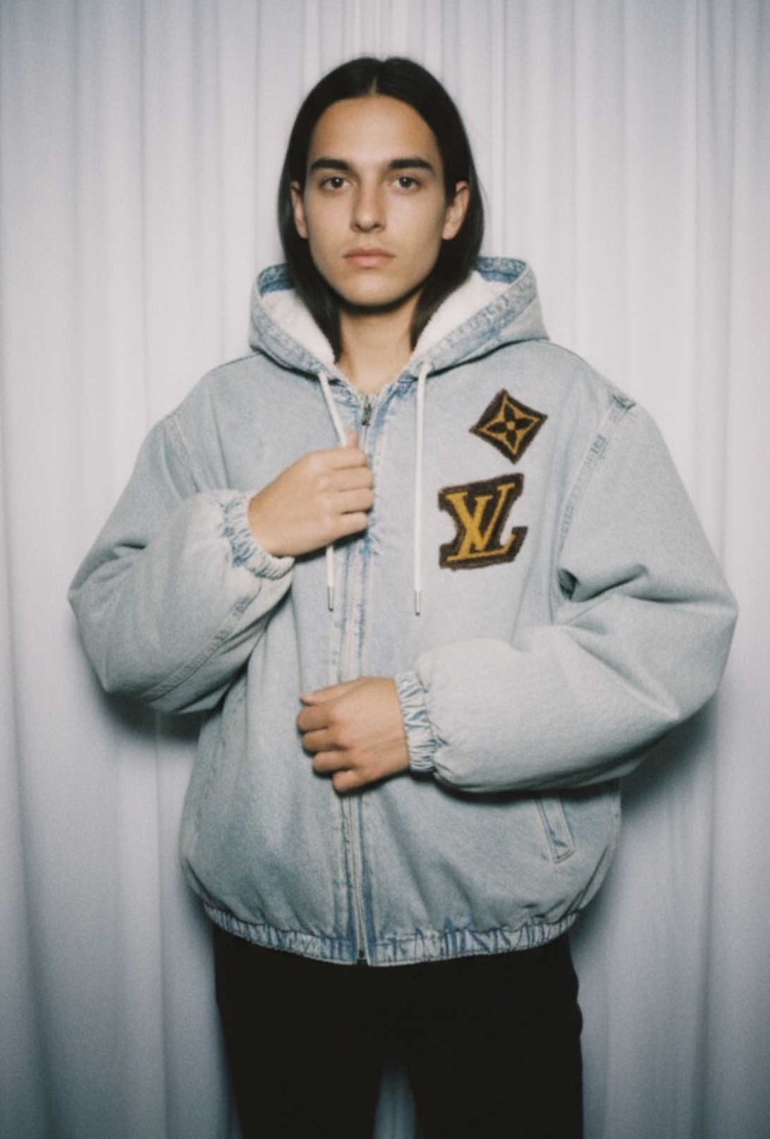 Denim Teddy Bomber – custom logo edition (Unisex) - Image 7