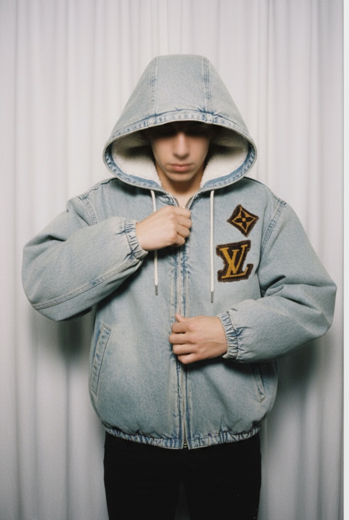 Denim Teddy Bomber – custom logo edition (Unisex) - Image 8