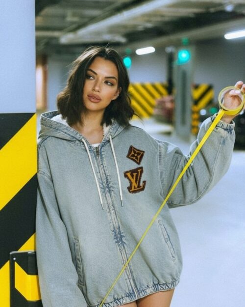 Denim Teddy Bomber – custom logo edition (Unisex)