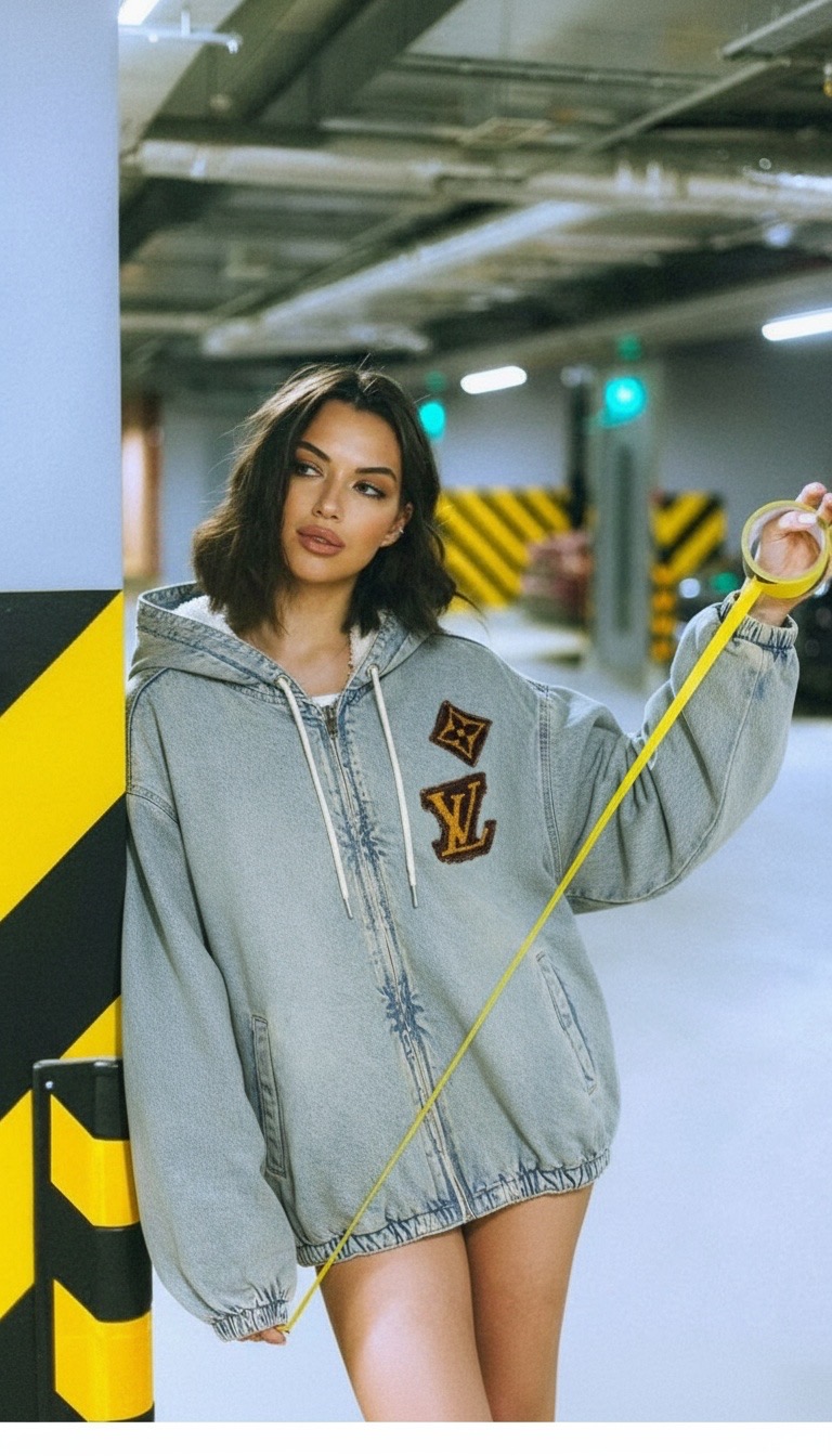 Denim Teddy Bomber – custom logo edition (Unisex) - Image 2