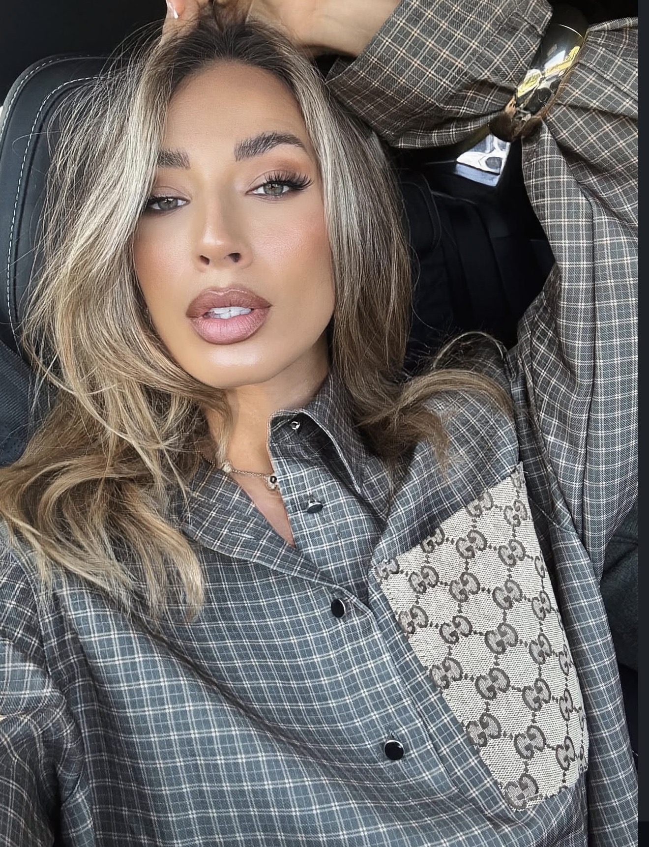 Green checkered blouse with shoulder pads, create yours - Image 2