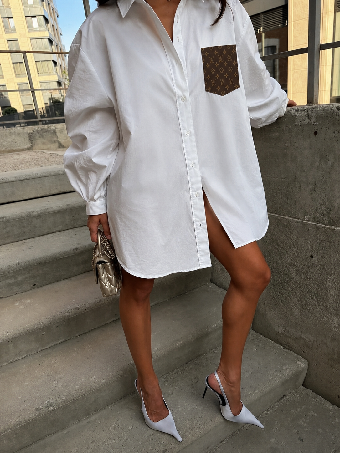 Long Sofia Blouse Dress, select the fabric