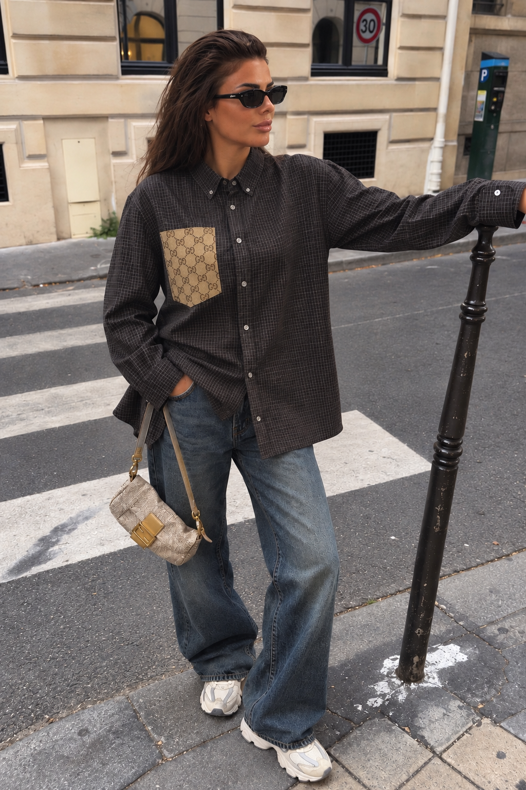 Unisex checkered brown blouse, create yours - Image 2