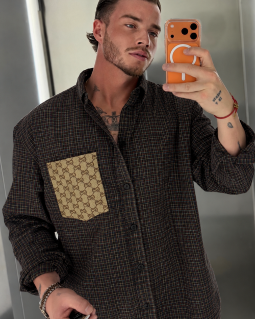 Unisex checkered brown blouse, create yours